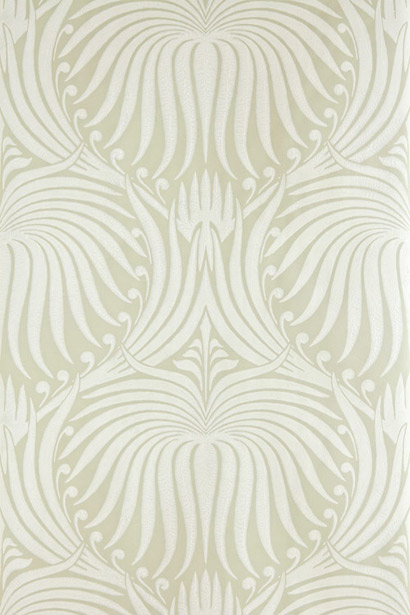 Tapete Lotus - Green Ground/ All White