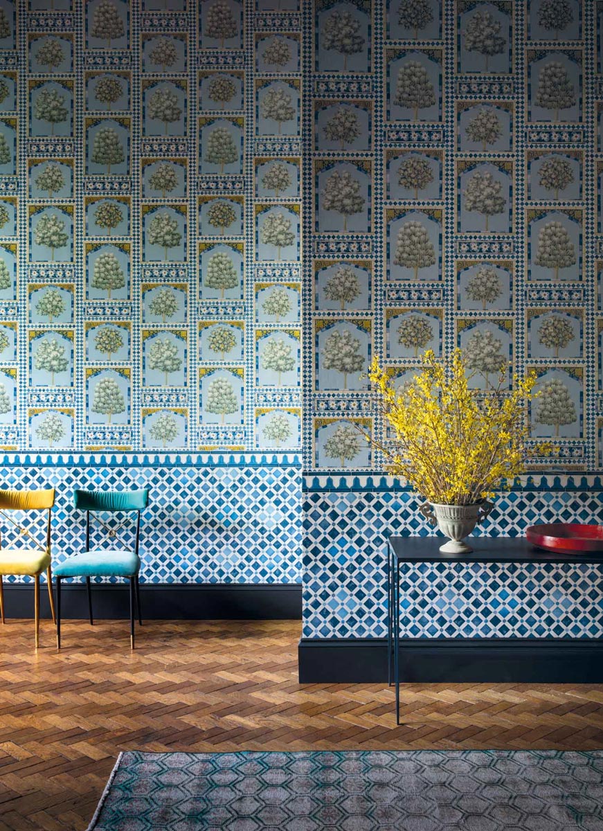 Tapete Sultan's Palace - China Blue/ Ochre