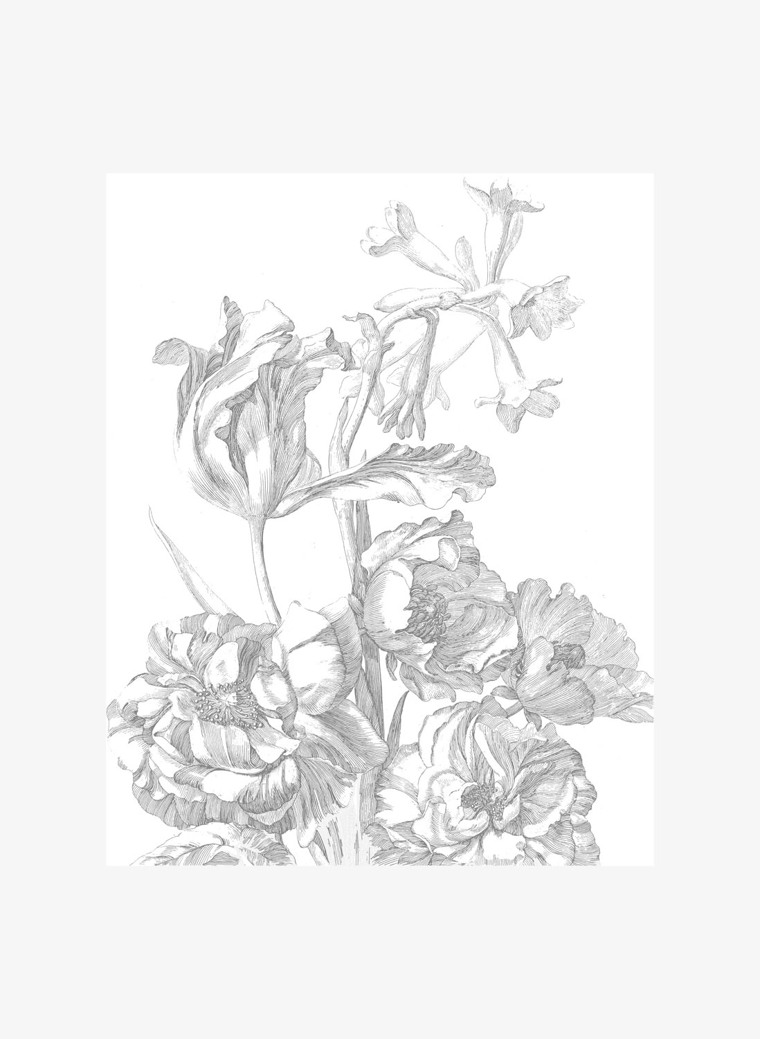 Wandbild Engraved Flowers 4 - XS