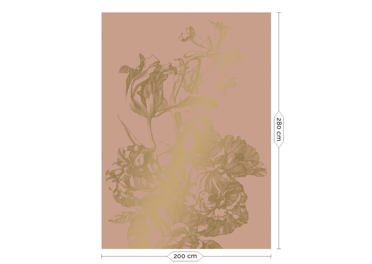 Wandbild Engraved Flowers Gold 4 - M