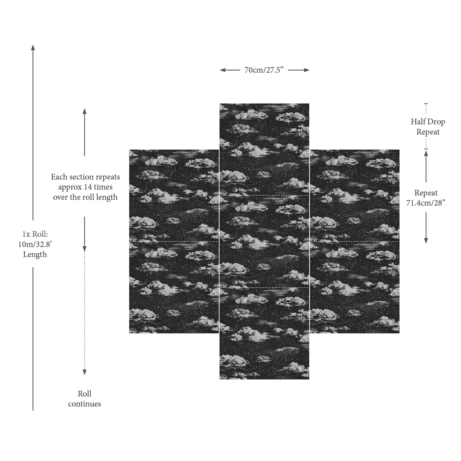 Tapete Clouds - Black