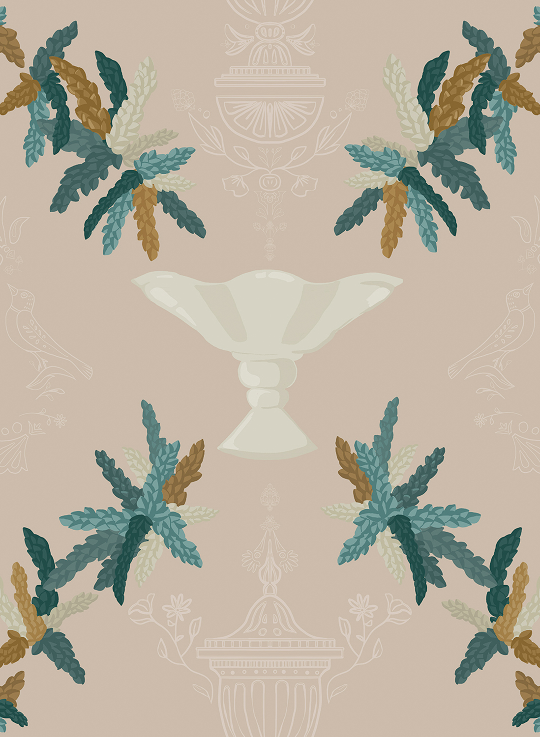 Tapete Neo-Rococo - Beige