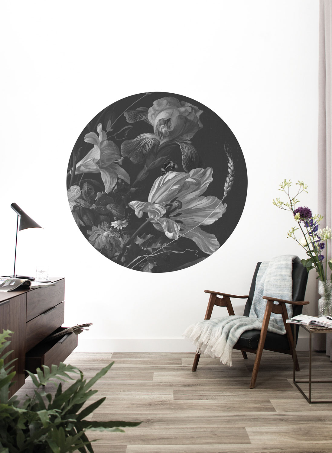 Wandbild Golden Age Flowers 9 Circle
