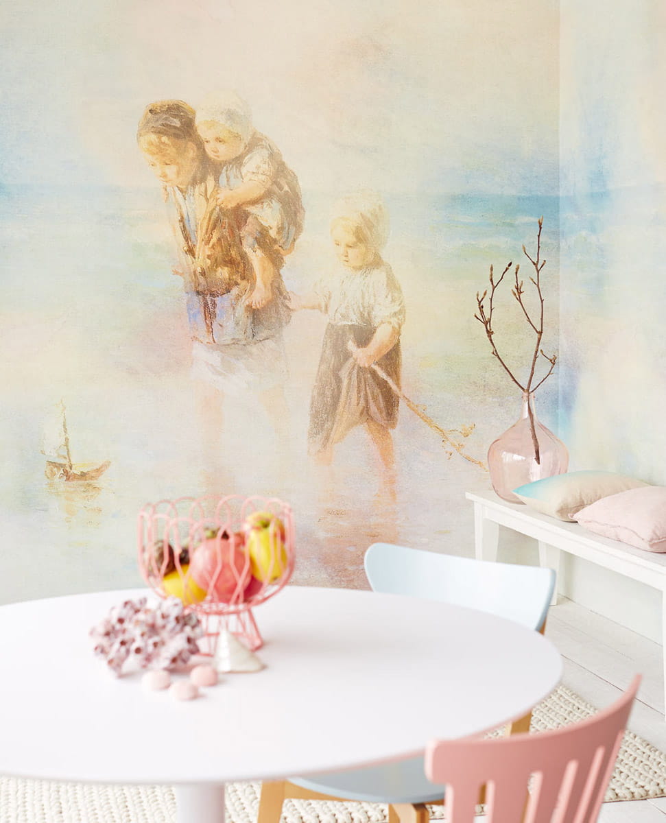 Tapete Dreamscape - Mehrfarbig Pastell Ocker
