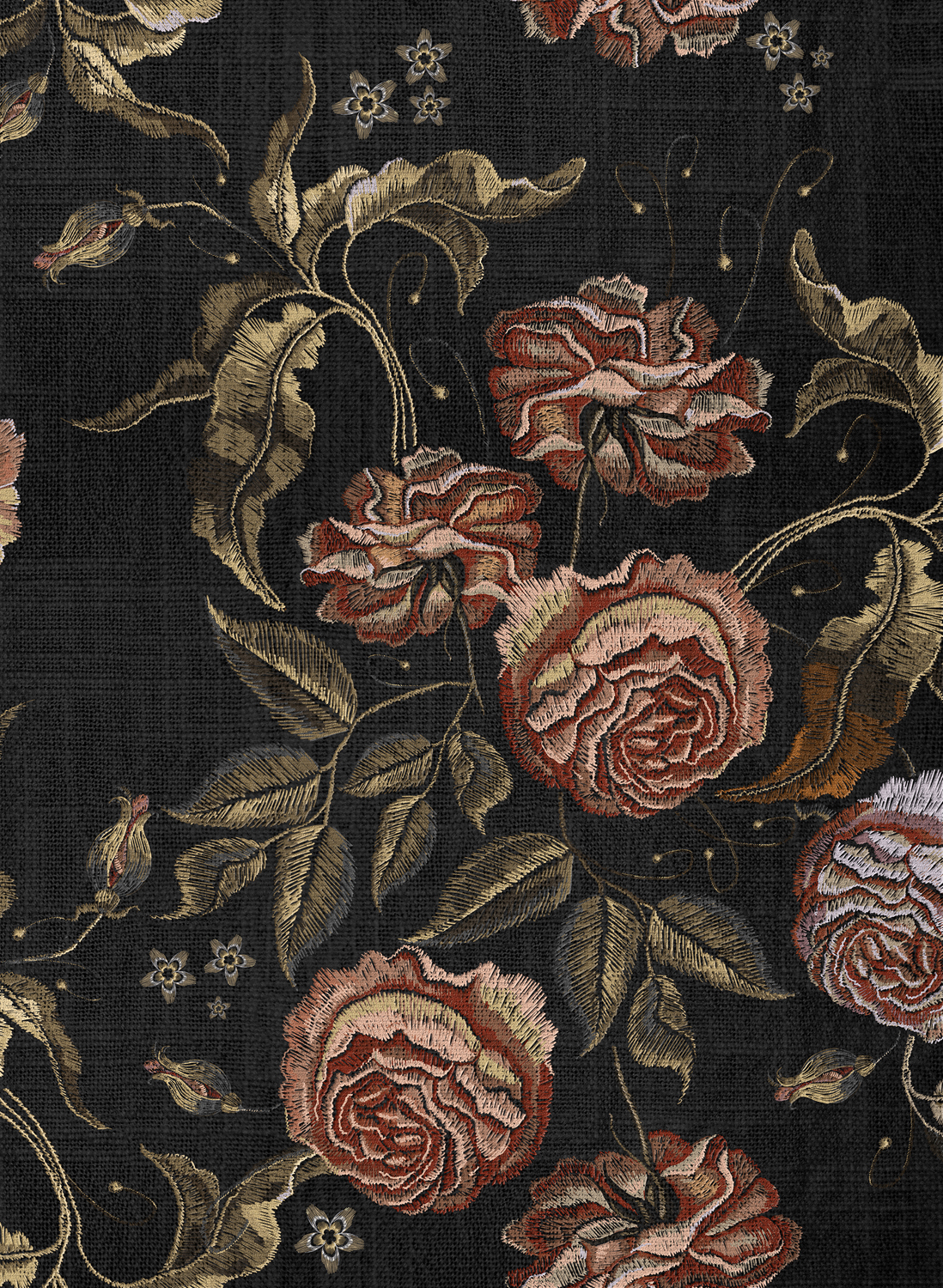 Wandbild Embroidery Flora - Black