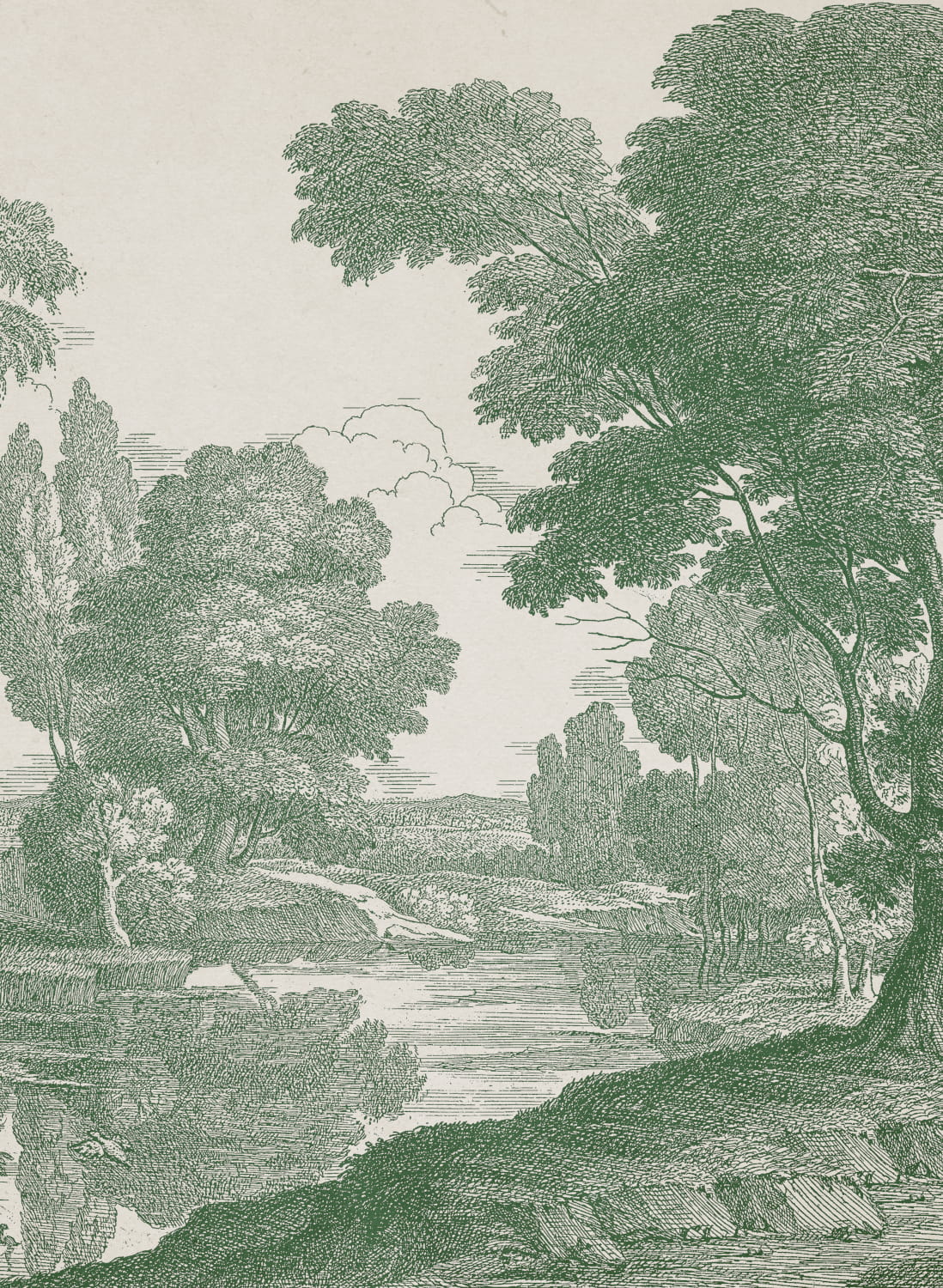 Wandbild Engraving - green