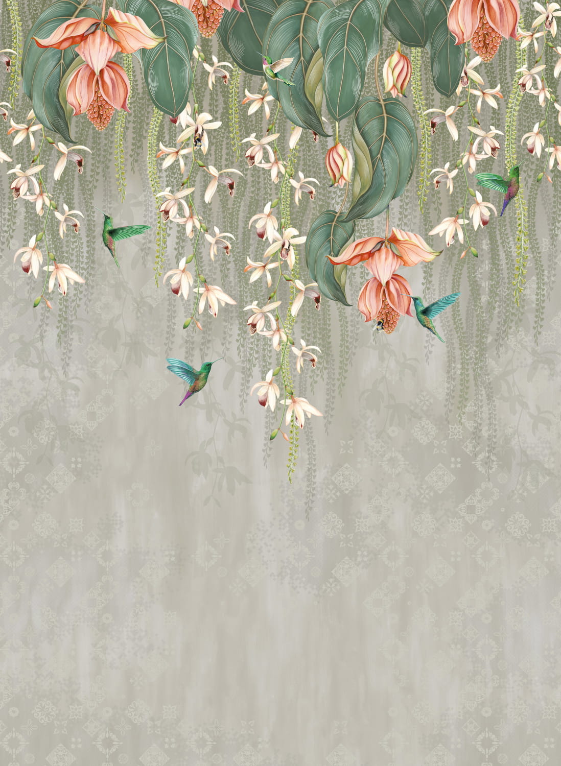 Tapete Trailing Orchid - Metallic Silver