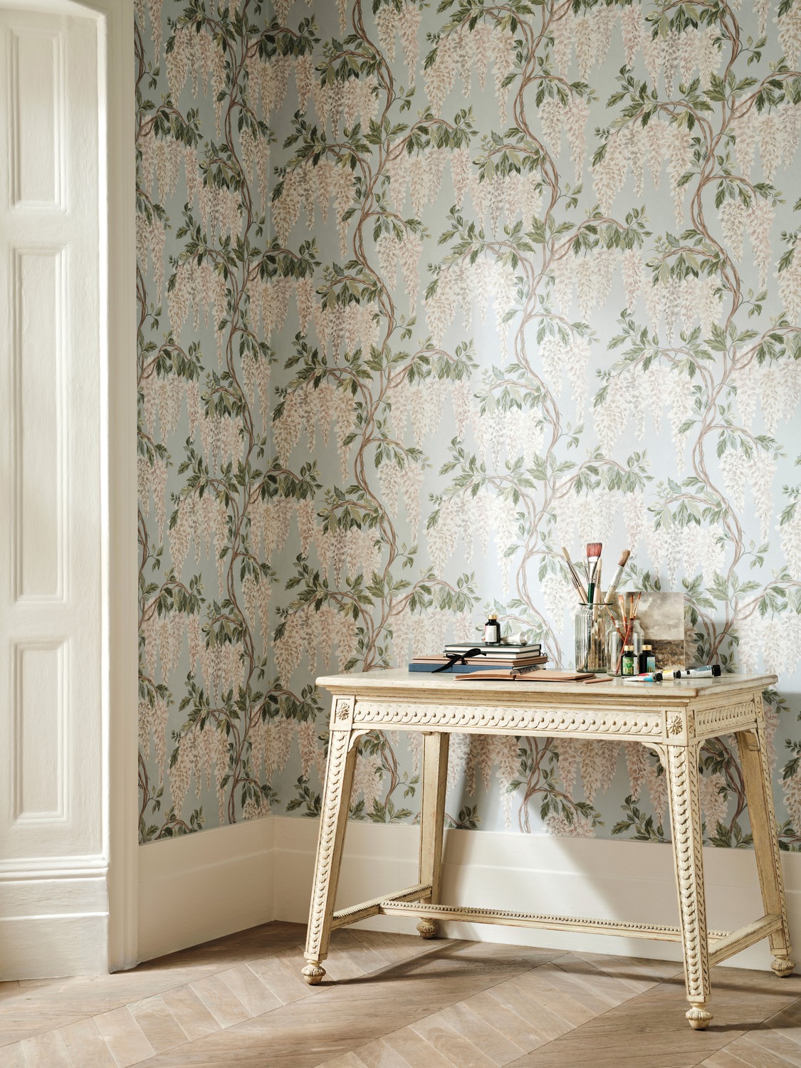 Carta da parati Wisteria Walk - Aqua/ Green