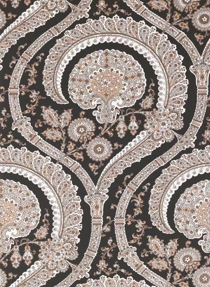 Tapete Les Indiennes - Black/ Gilver/ Copper