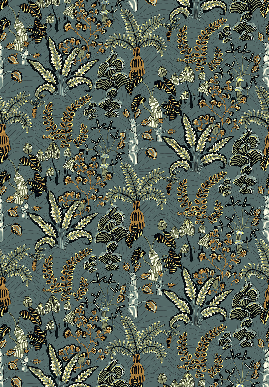 Tapete Woodland Floor - Petrol and Sage