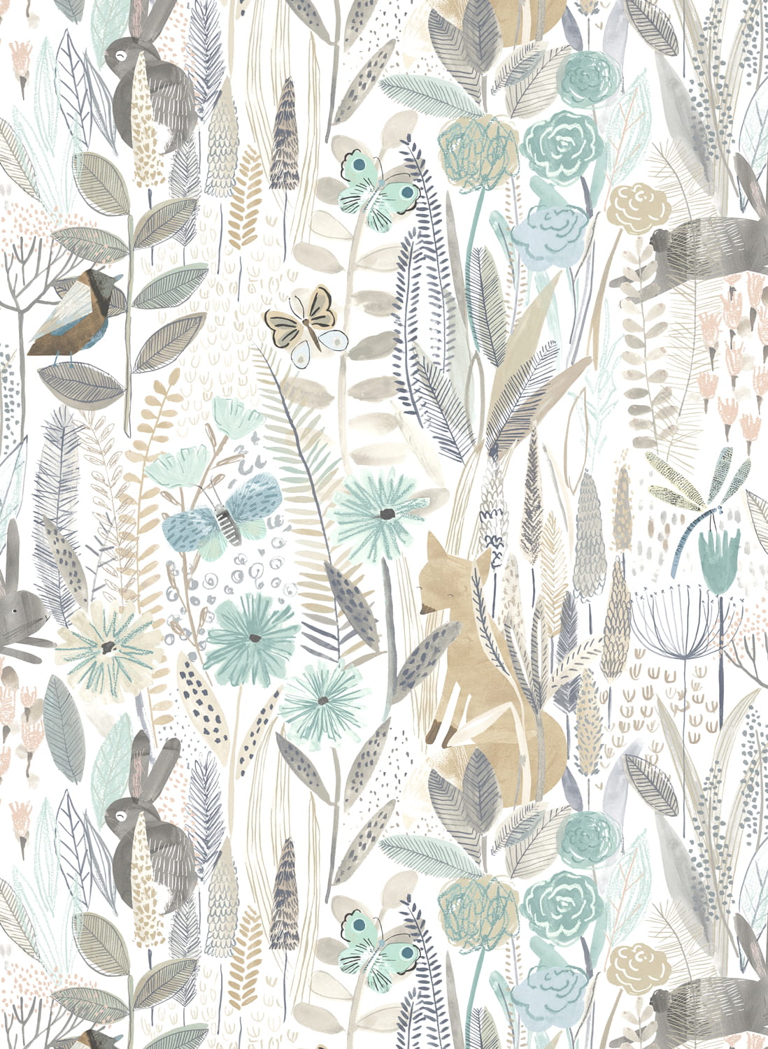 Tapete Hide and Seek - Linen/ Duck Egg/ Stone