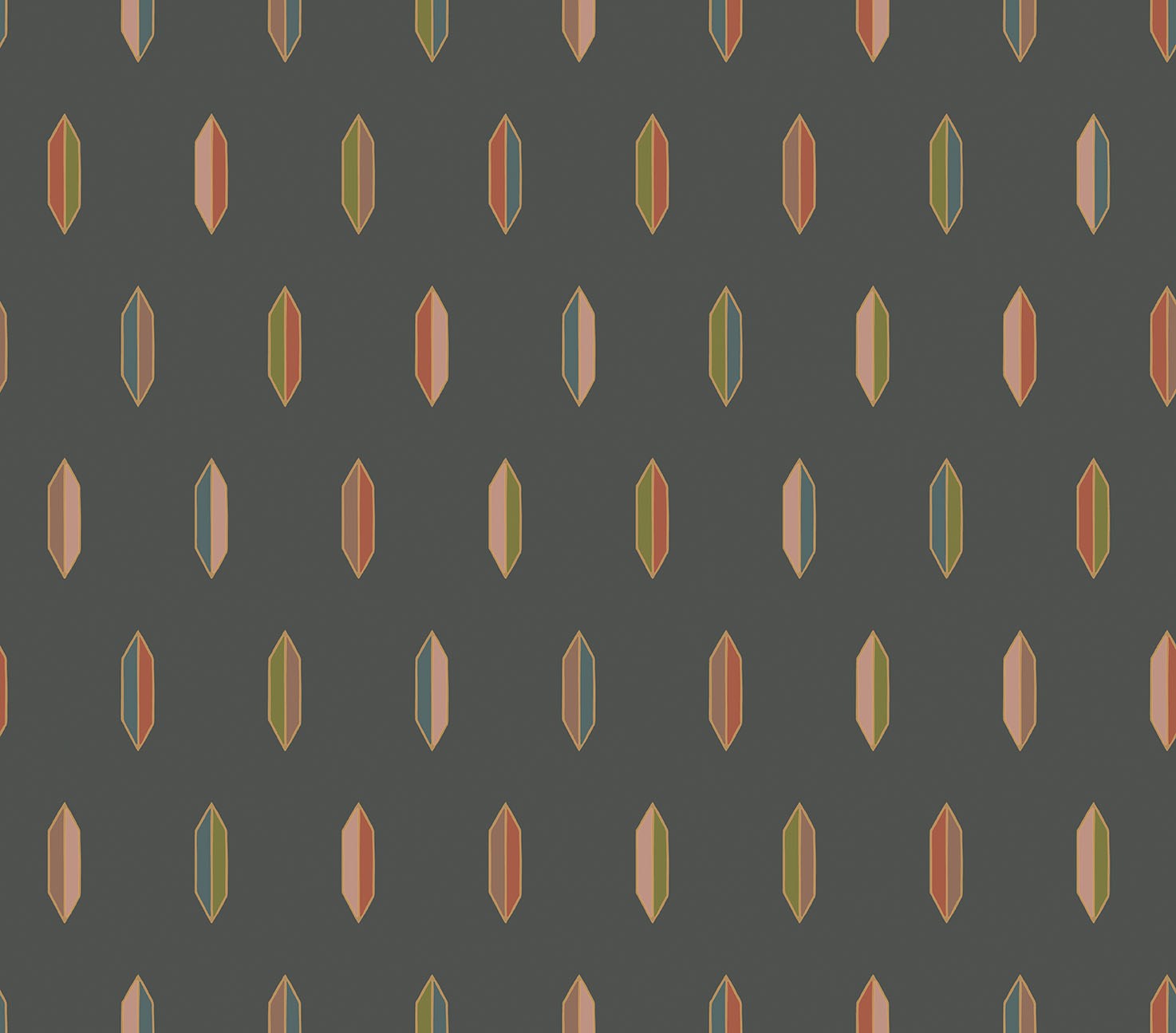 Wallpaper Inlay - Jewel Multi & Bronze on Charcoal