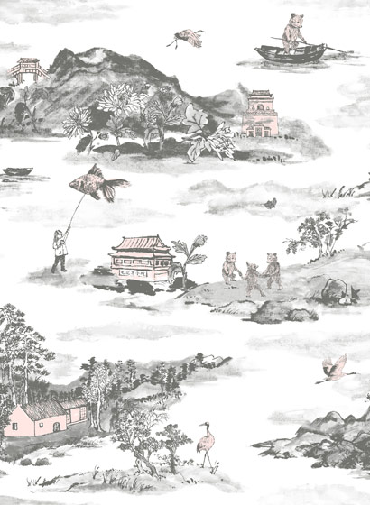 Tapete Mountains - Grey/ Pink