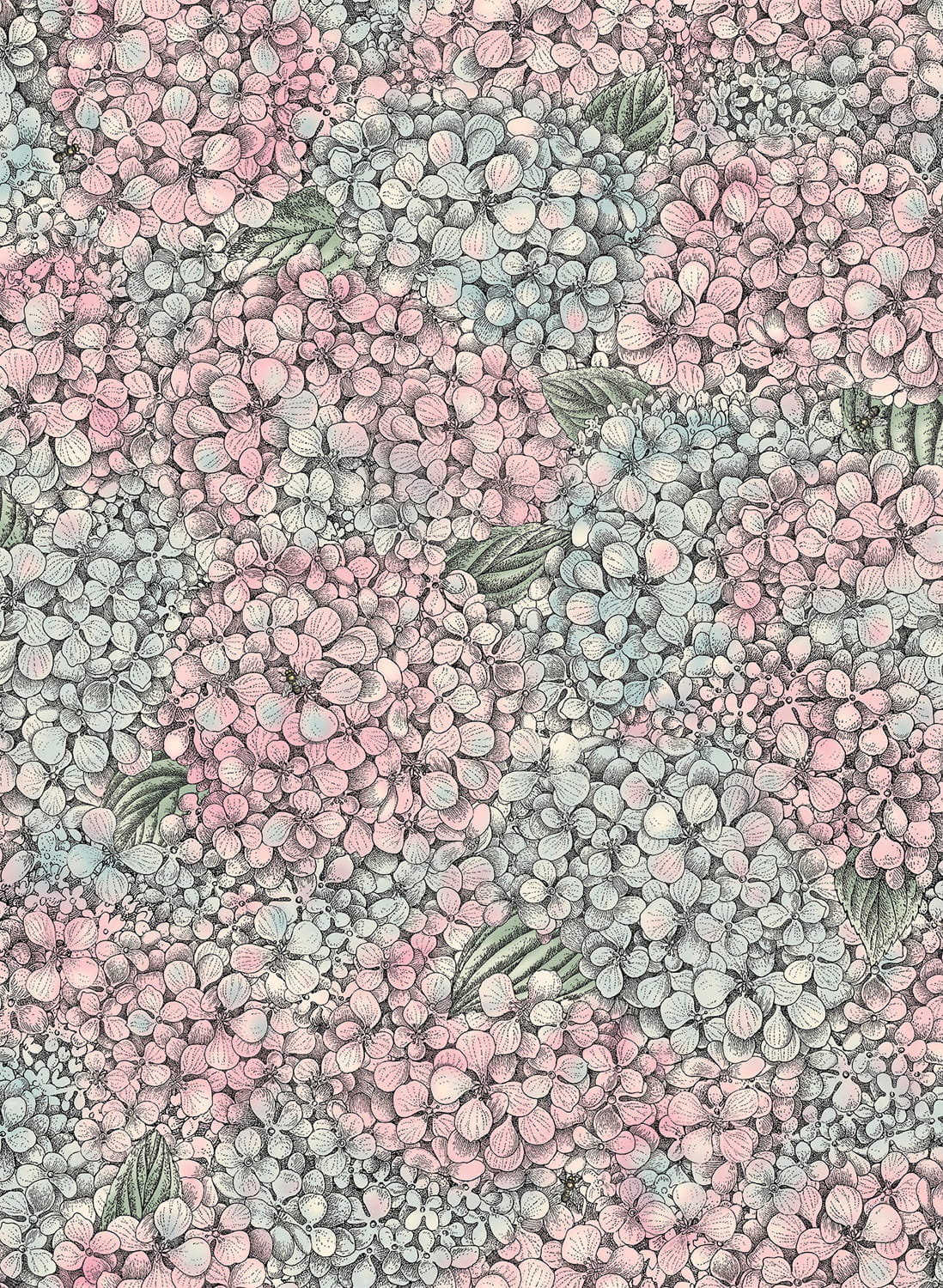Tapete Ortensia - Pink & Blue