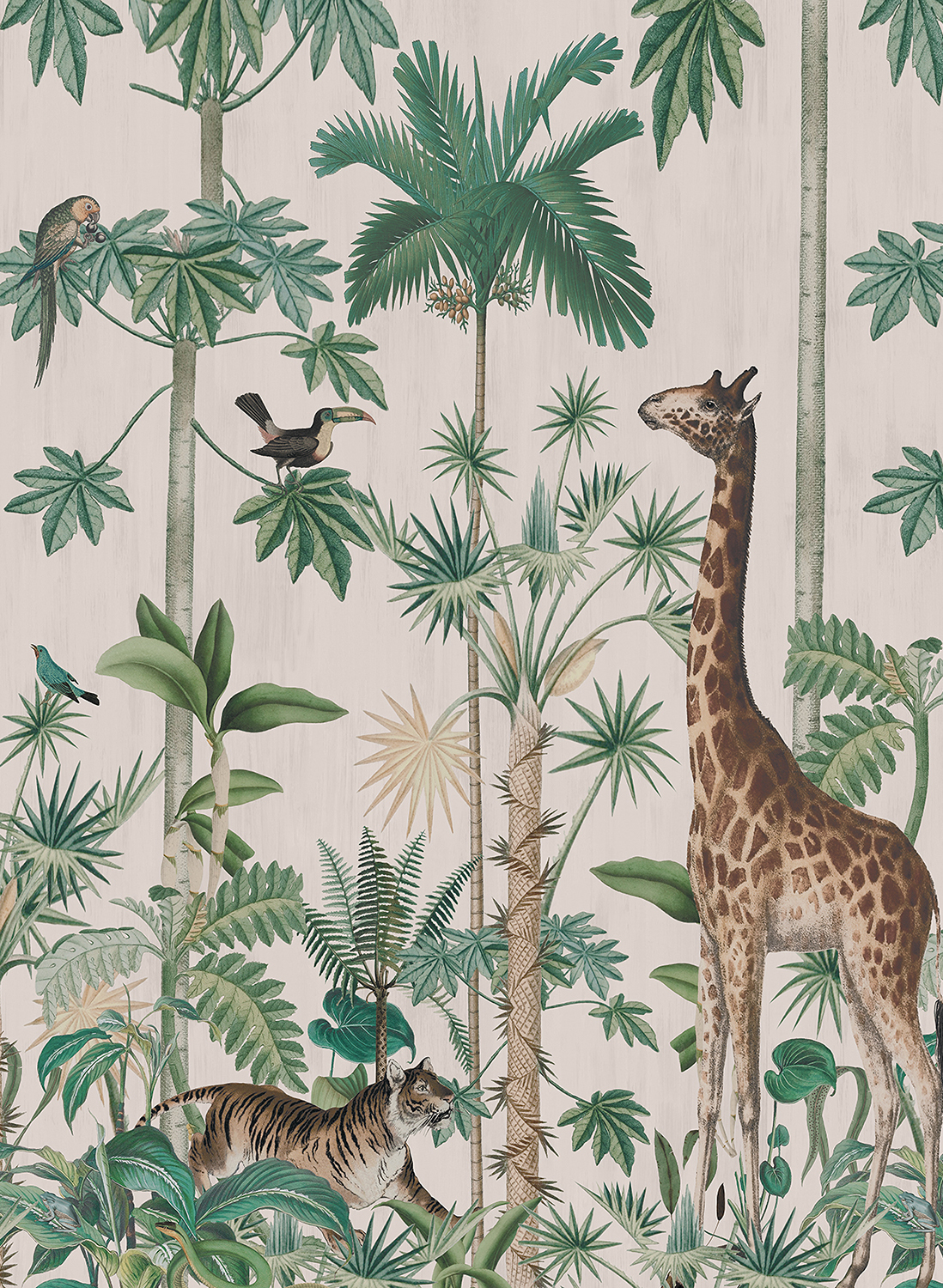 Wandbild Giraffes Stroll - Pastel Pink