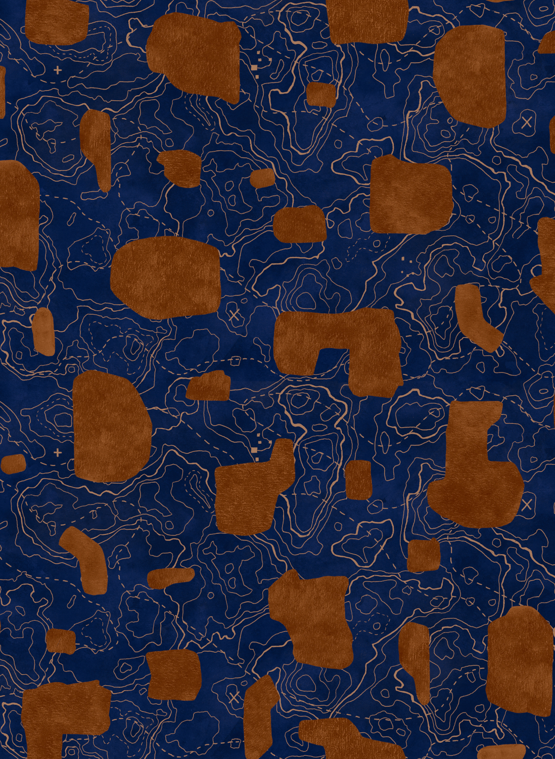 Tapete Map Xylography - Tobacco