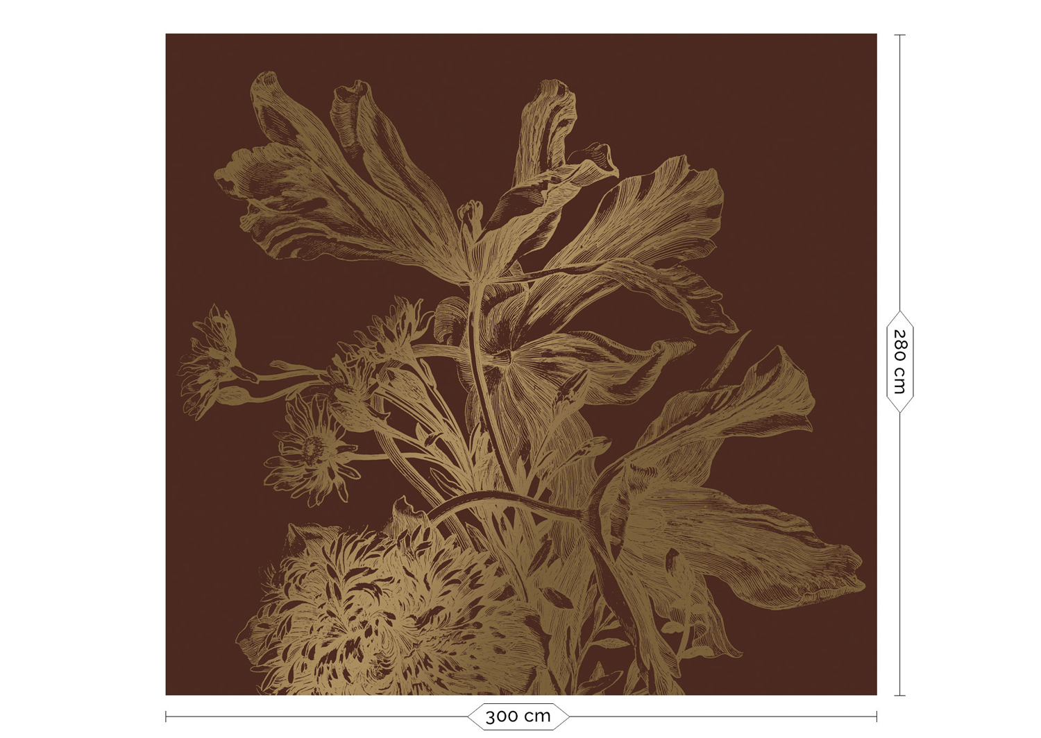 Wandbild Engraved Flowers Gold 5 - L