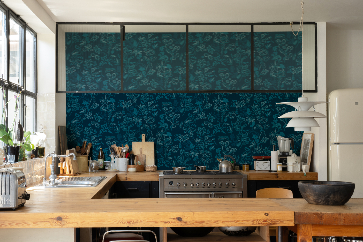 Wallpaper Crazy Flowers - Azul