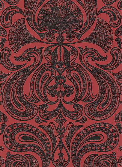 Tapete Malabar - Black on Red