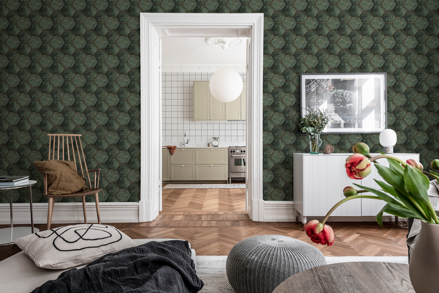 Tapete Hexagon Tiles - Emerald