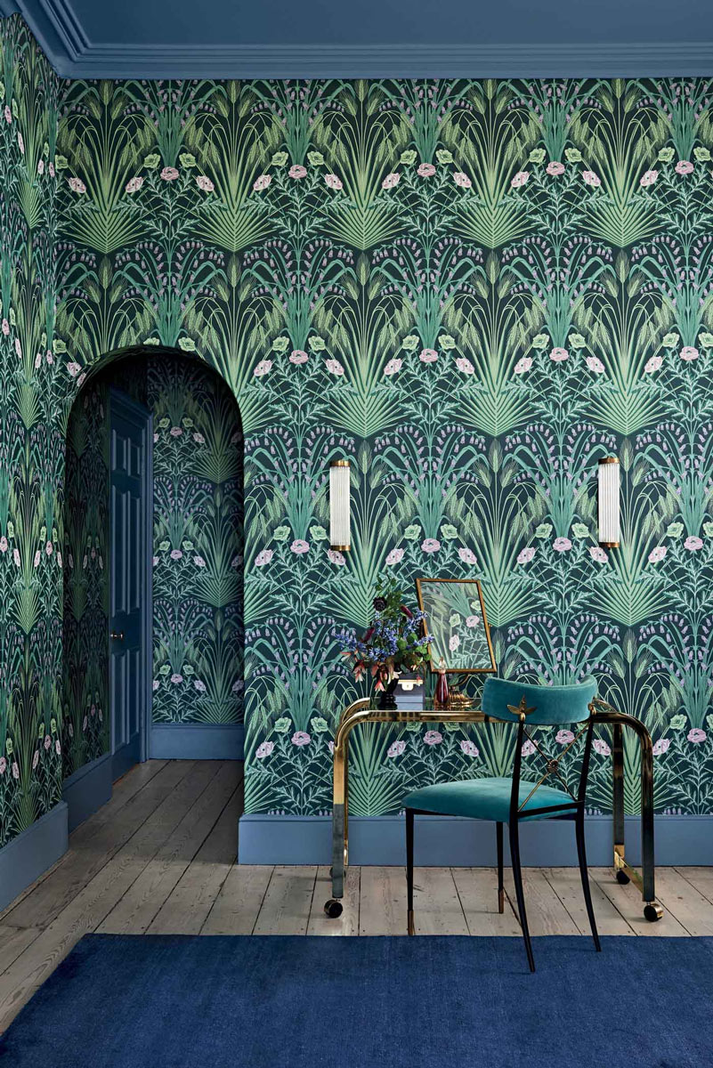 Tapete Bluebell - Green and Charcoal