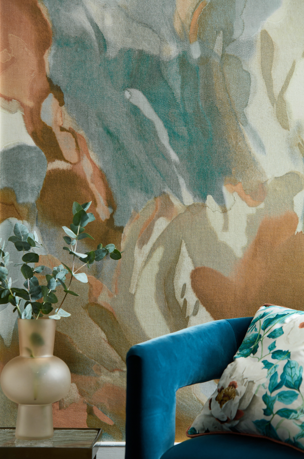 Wandbild Foresta - Baked Terracotta/ Cerulean