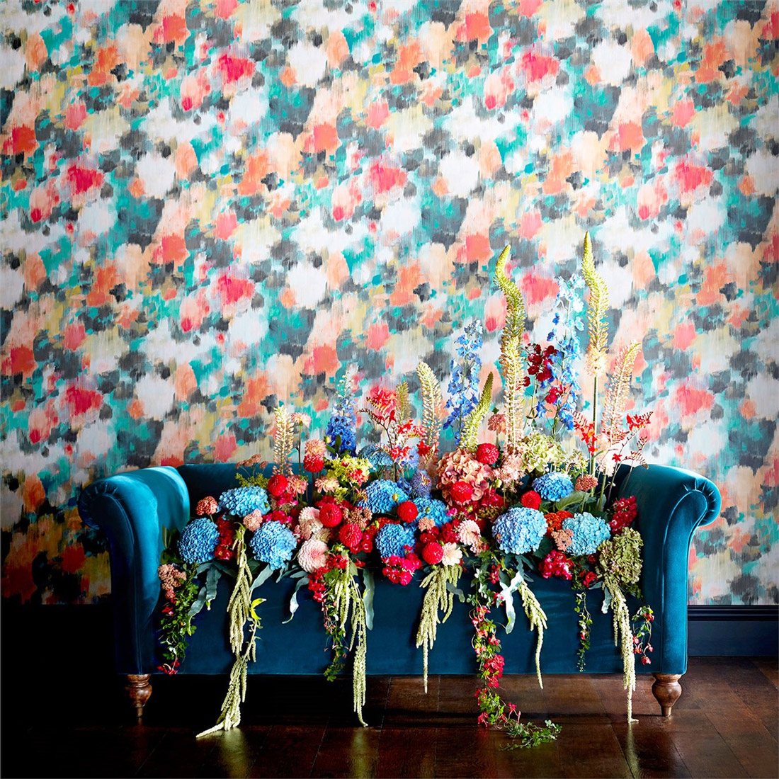Tapete Exuberance - Coral/ Turquoise