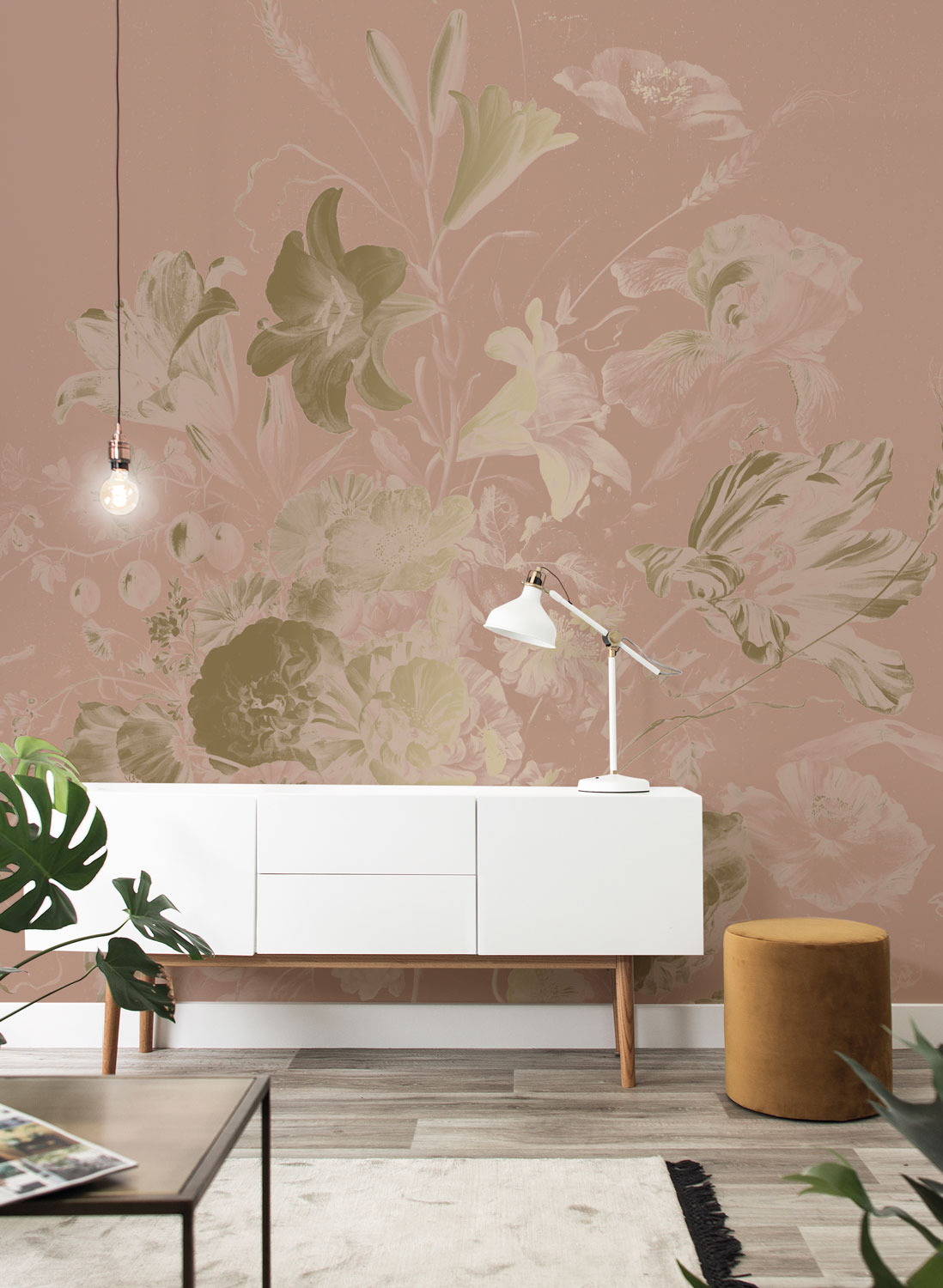 Wandbild Golden Age Flowers Gold 8