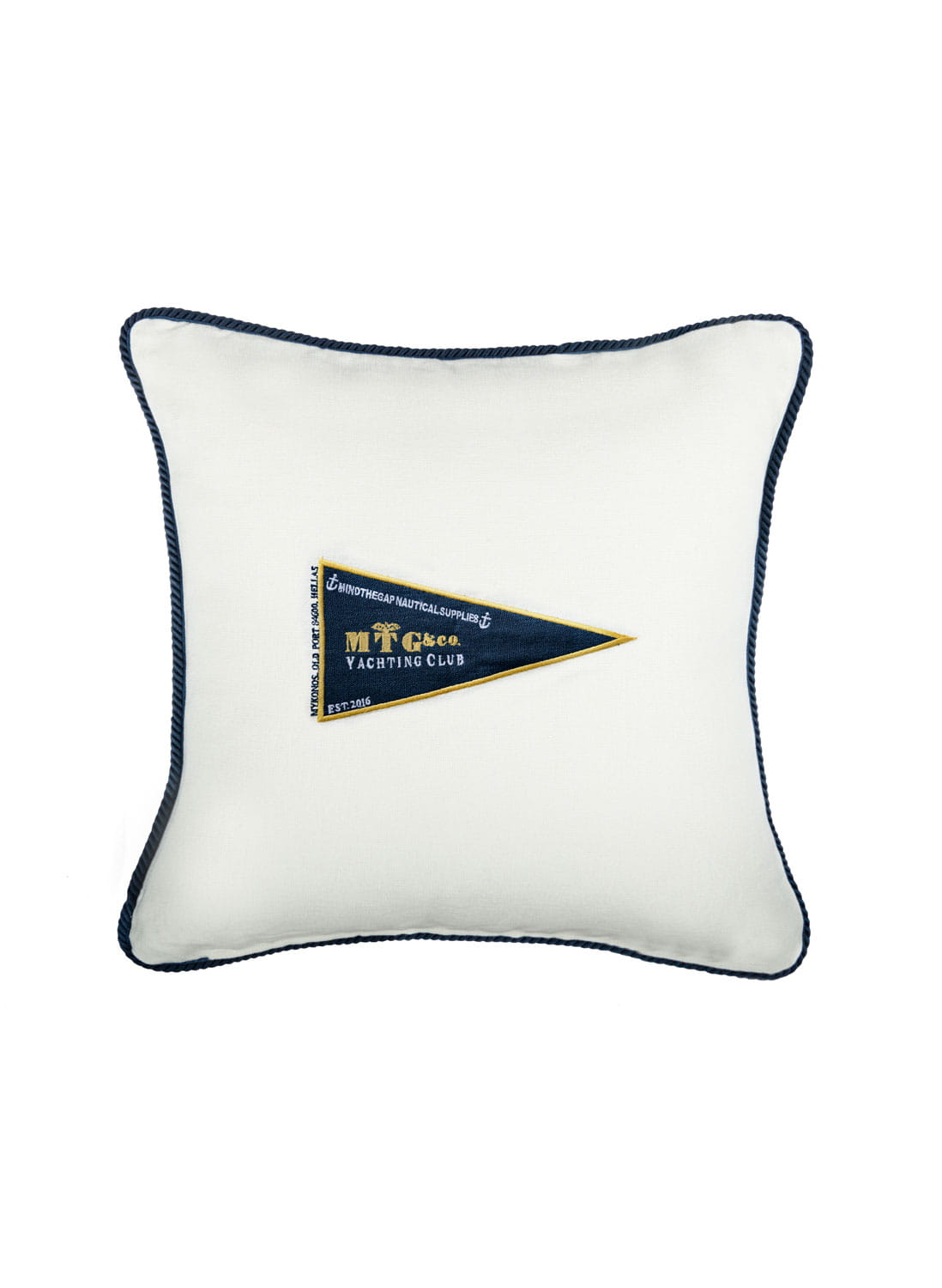 Yachting Club Cushion - Blue/ White/ Yellow/ Rope - 50x50cm