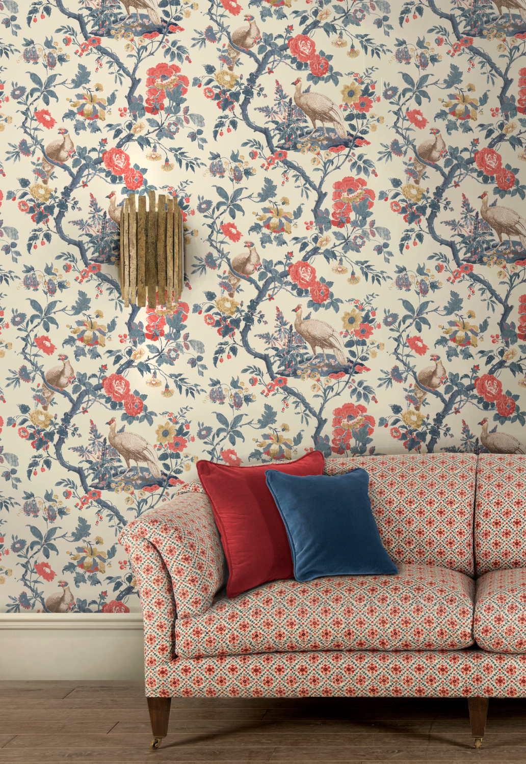 Tapete Broughton Rose - Indigo/ Red