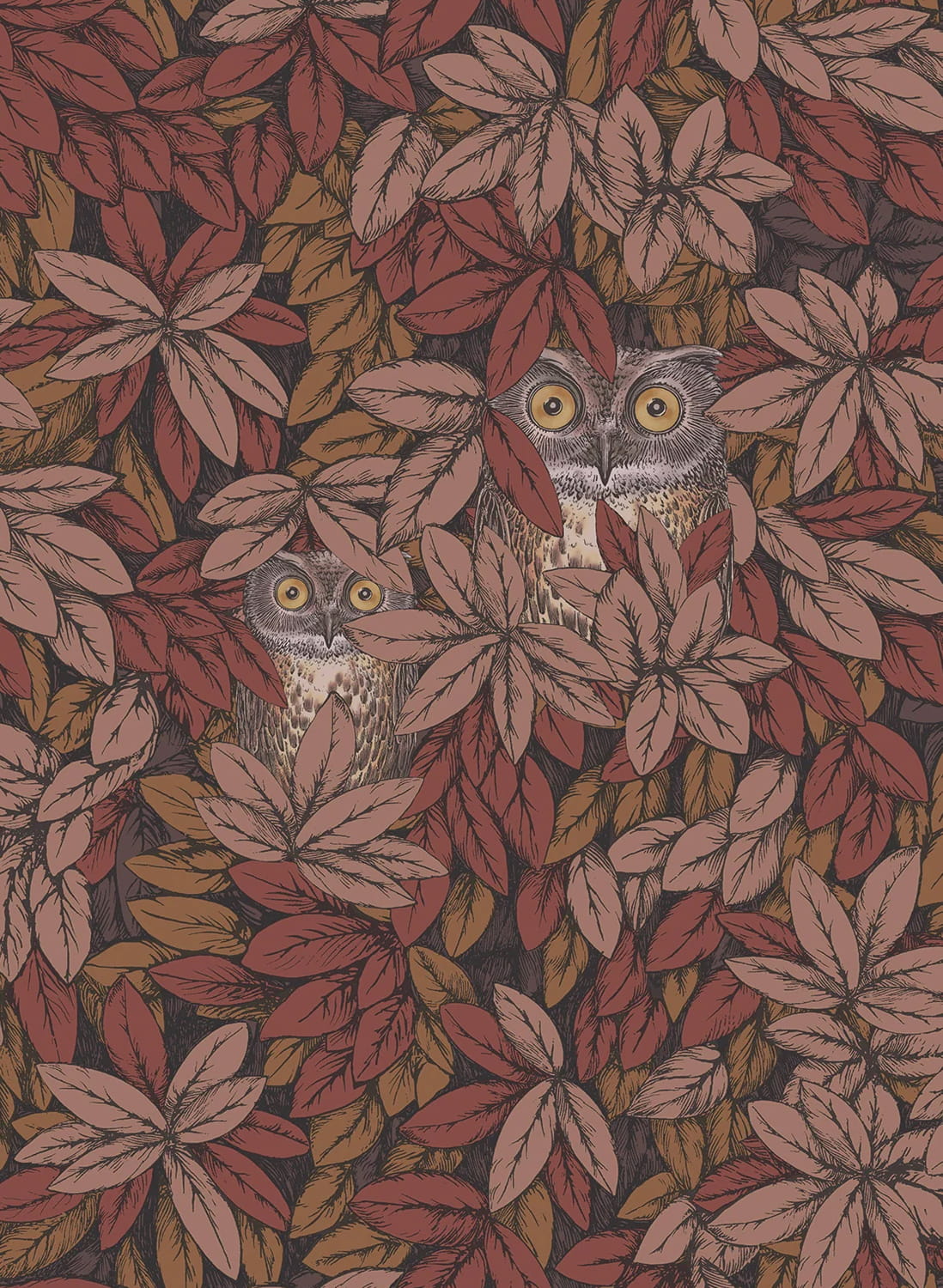 Tapete Foglie e Civette - Autumnal Leaves