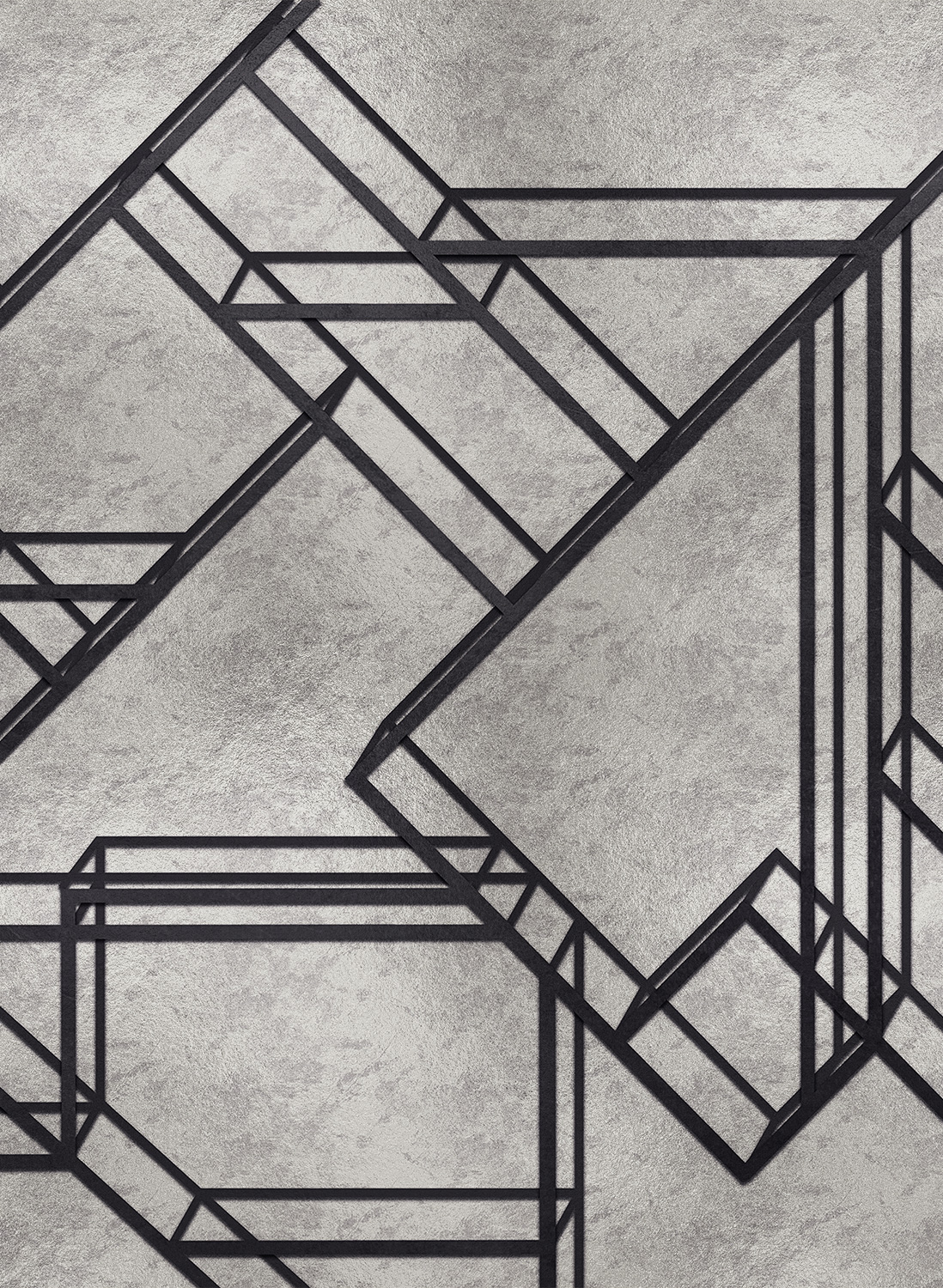 Wandbild L-Geometric Metallics - Silver