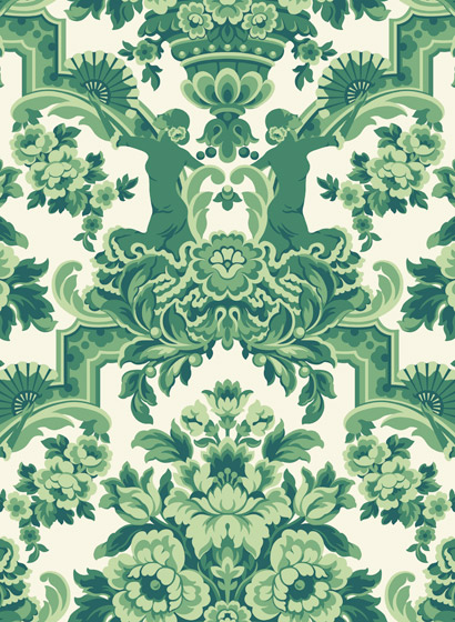 Tapete Lola - Forest Greens on White