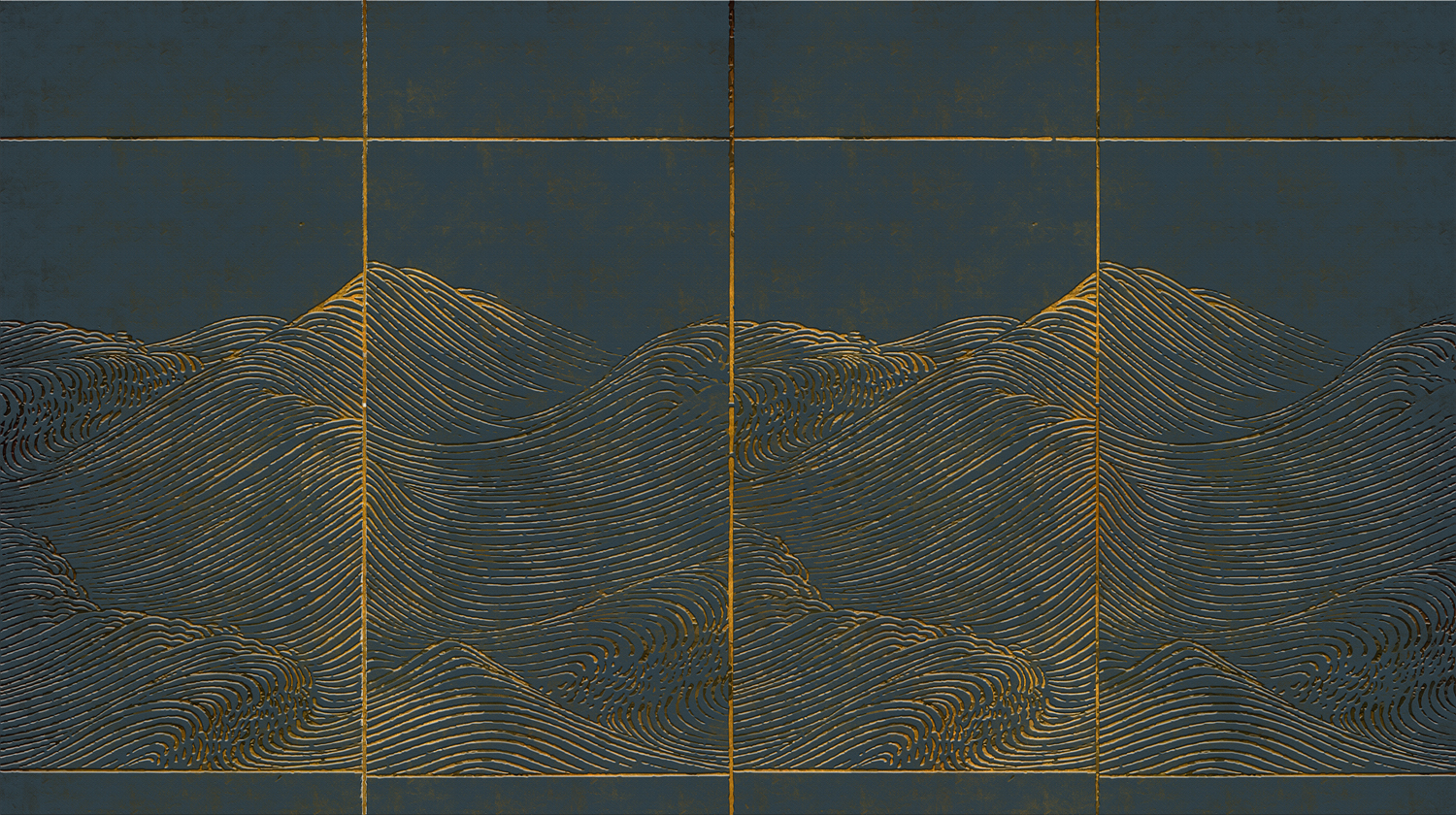 Wandbild Waves - Dark Blue