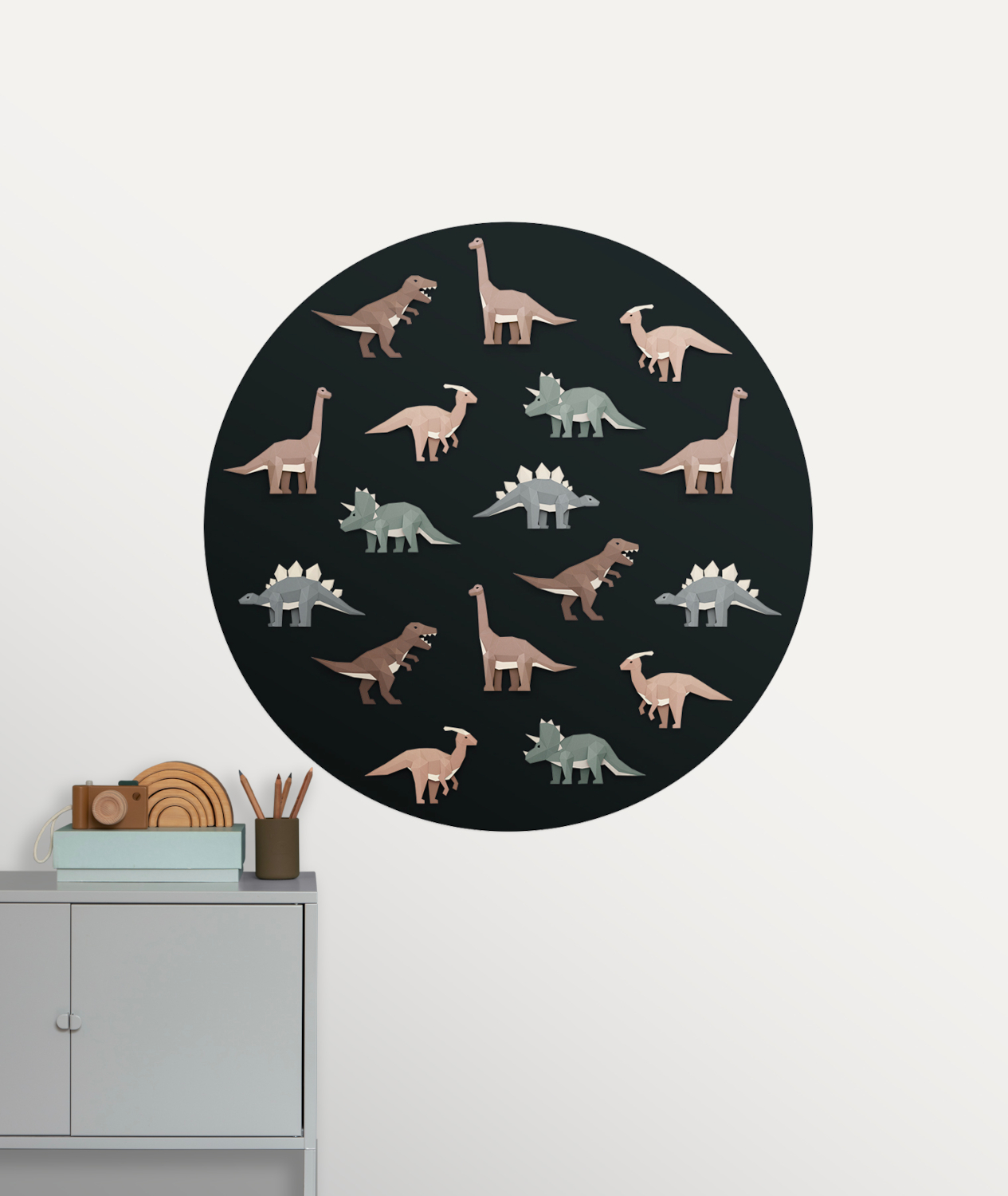 Wandbild Dinosaur Circle/ Dinosaurus Cirkel - Dark/ Donker - 0,95 m