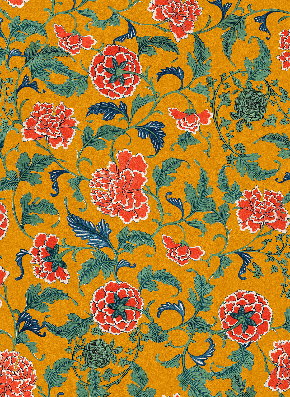 Tapete Chinese Ornament - Ochre/ Green/ Red/ Blue