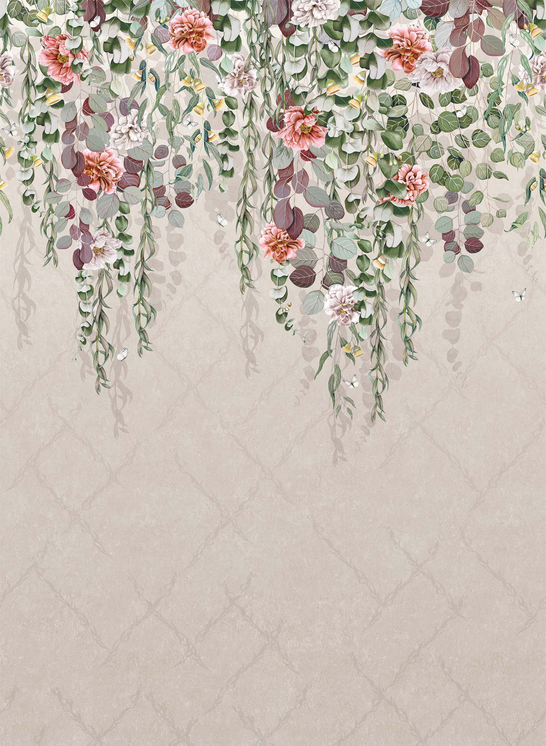 Wandbild Eucalyptus - Linen/ Coral