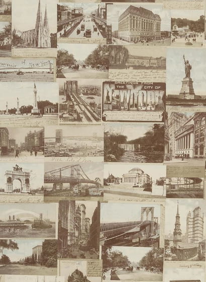 Tapete New York Postcard - Sepia