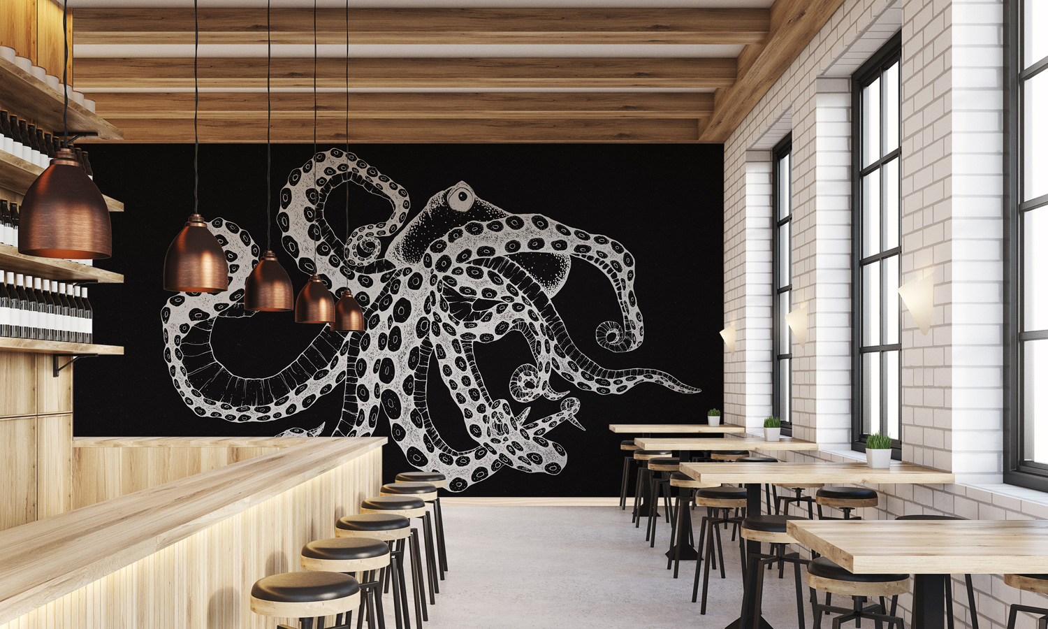 Wandbild Octopus X-Ray - Black