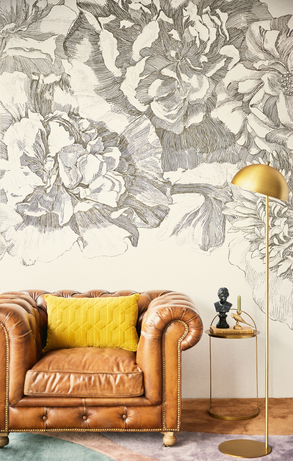 Wandbild Flower Fall - Black/ White