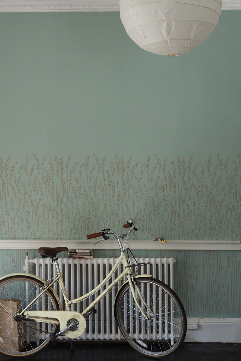 Tapete Feather Grass - Green Blue/ Light Gray