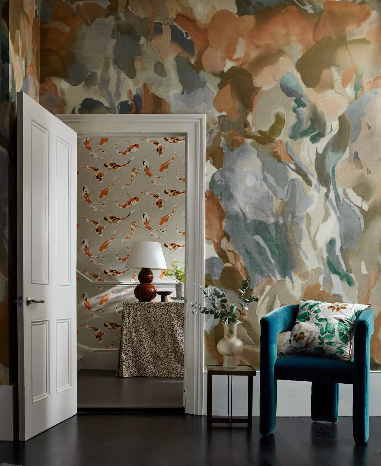 Wandbild Foresta - Baked Terracotta/ Cerulean