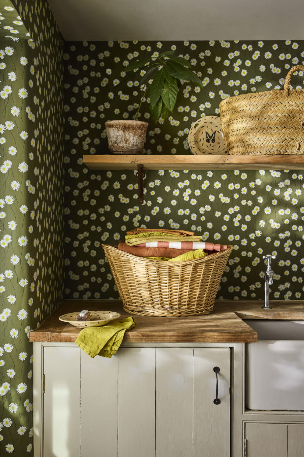 Tapete Moon Daisies - Olive Colour