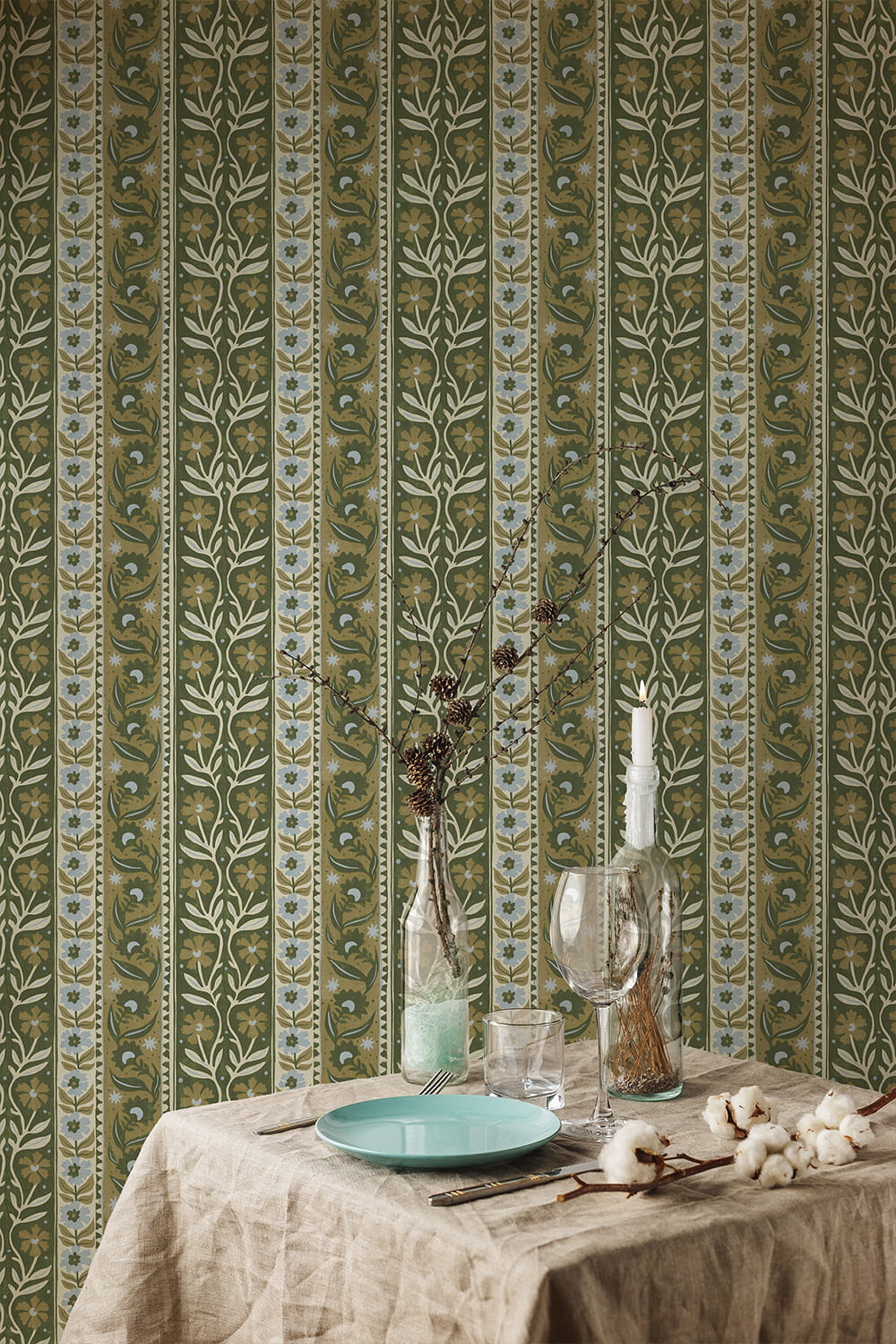 Papier peint Arber Stripe - Green and Blue