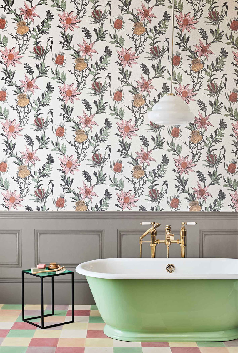 Tapete Thistle - Pink and White