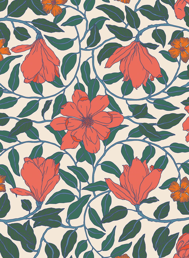 Tapete Magnolia - Tangerine