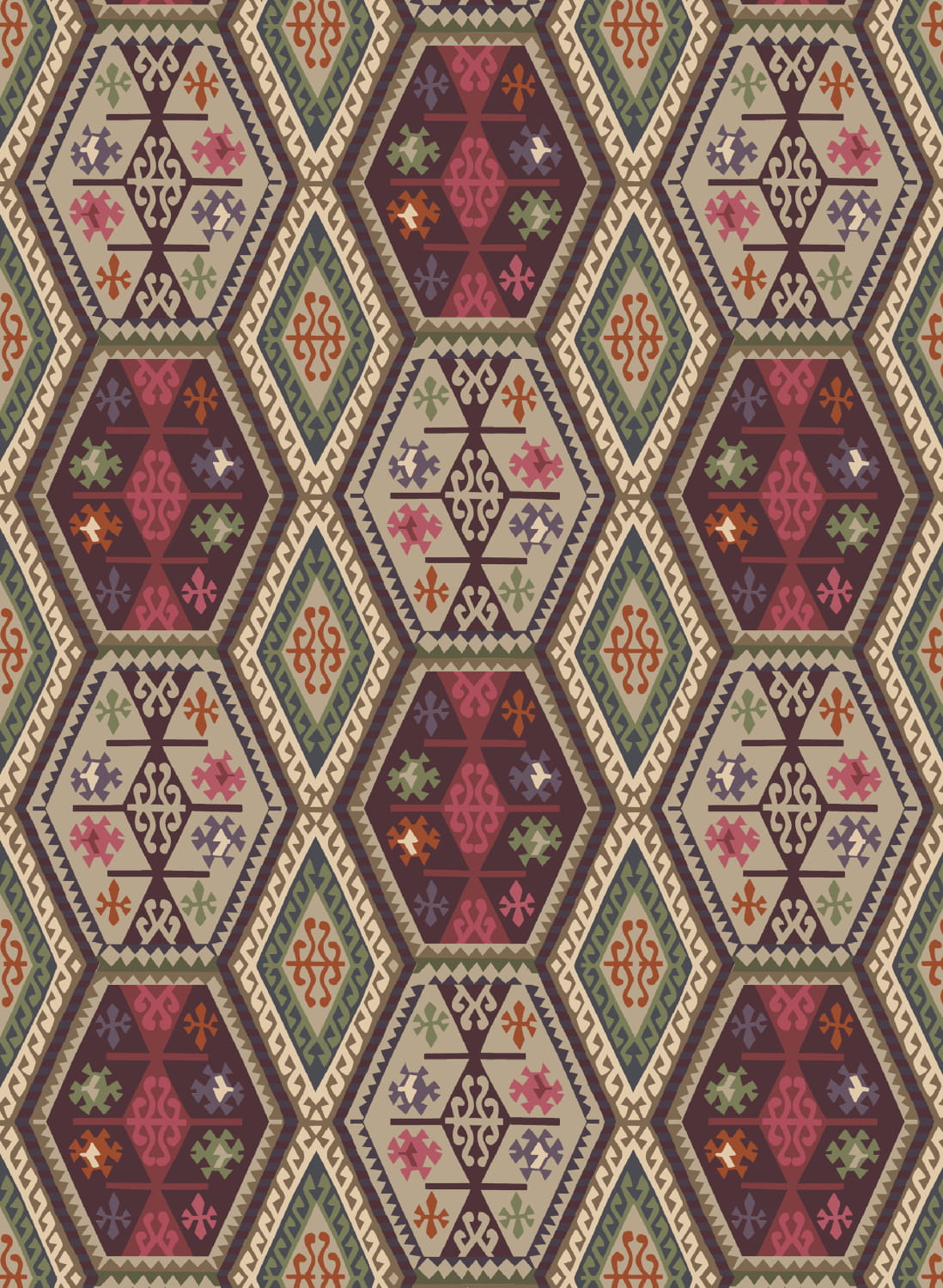 Tapete Buckland - Red/ Plum