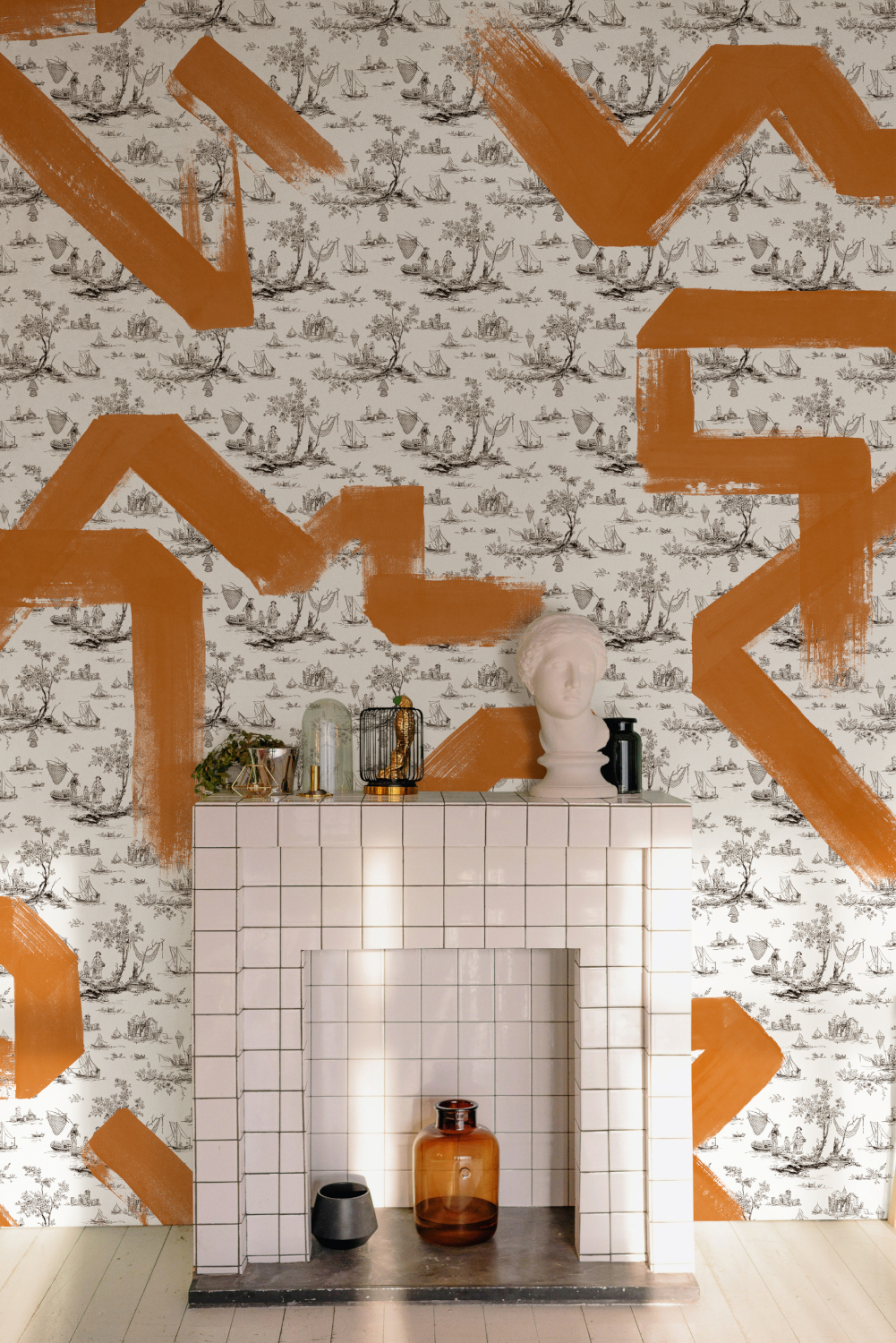 Wandbild Toile Strokes - Orange