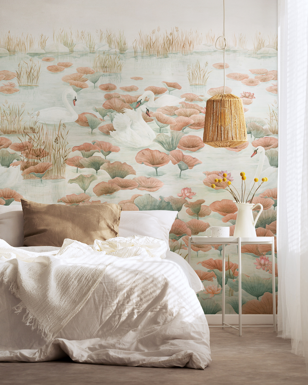 Wandbild Classic Swan Lake - Terracotta