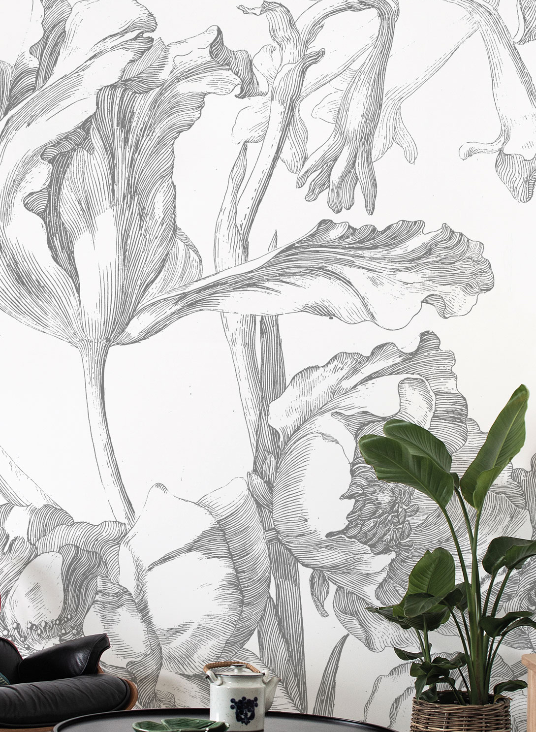 Wandbild Engraved Flowers 1